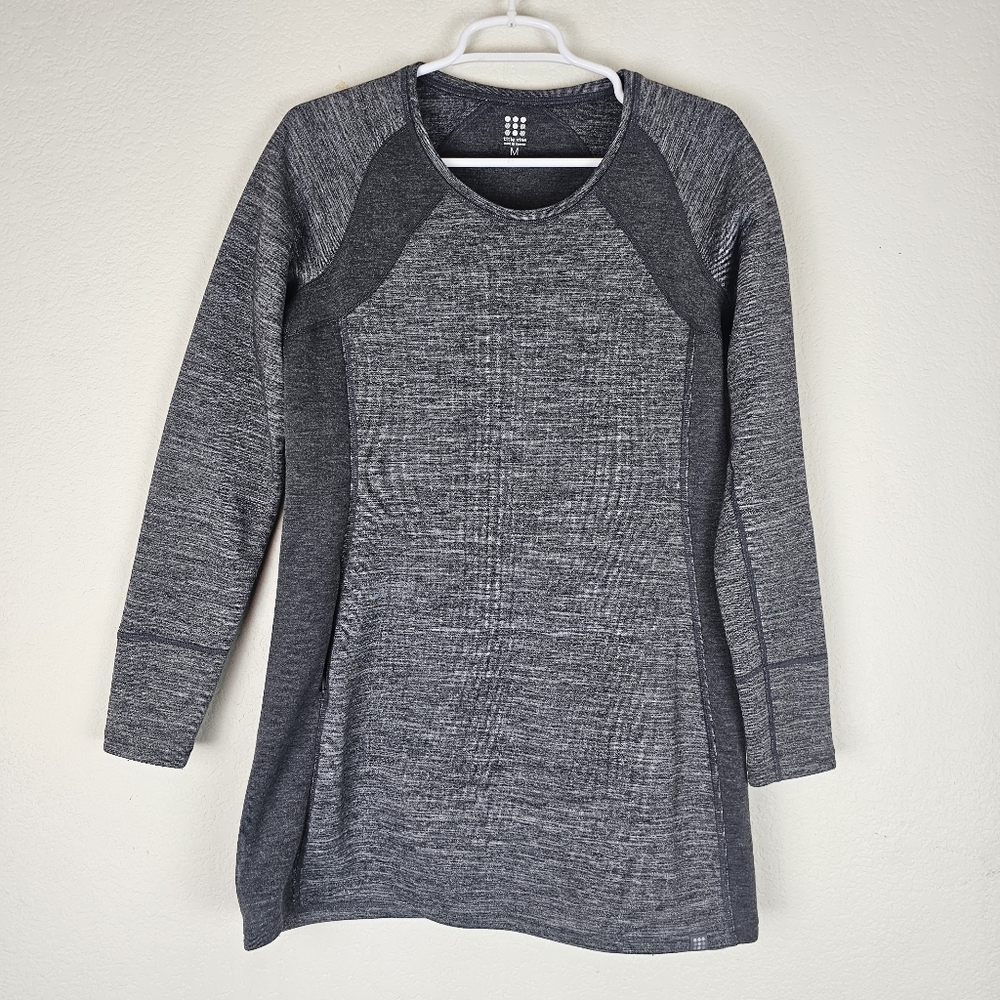 Title Nine Gray Knit Tunic Sweater Dress Zip Pocket Medium - Picture 2 of 9